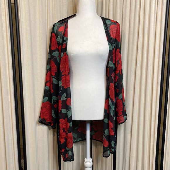 NWT- COQUETTE- SHEER SEXY ROSE LINGERIE ROBE ONE SIZE - Picture 5 of 10